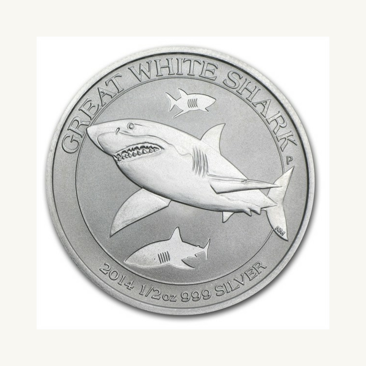 1/2 troy ounce zilveren munt 2014 Great White Shark