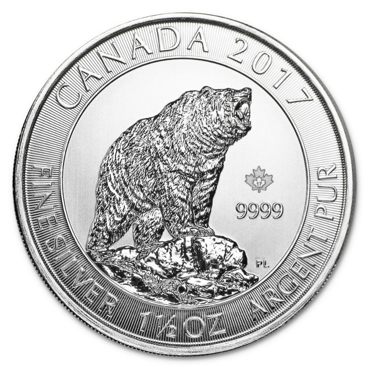 1.5 Troy ounce zilveren munt Grizzly Bear 2017