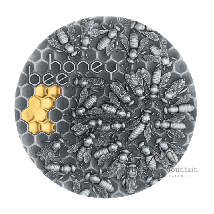 2 troy ounce zilveren munt honingbij 2021