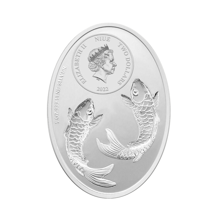 1 troy ounce zilveren munt Auspicious Koi 2022 achterkant