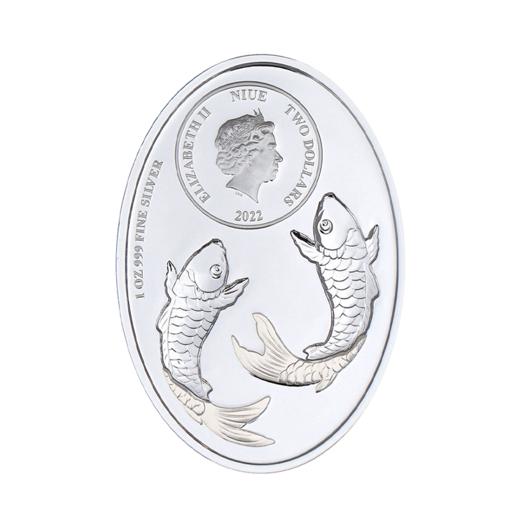 1 troy ounce zilveren munt Lucky Koi 2022 achterkant