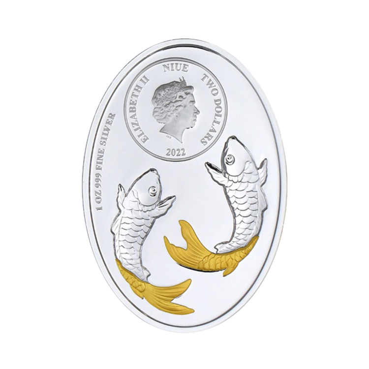 1 troy ounce zilveren munt Prosperity Koi 2022 achterkant