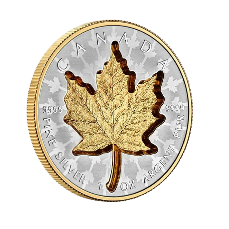Voorzijde 1 troy ounce zilveren munt Super Incuse Maple Leaf 2024