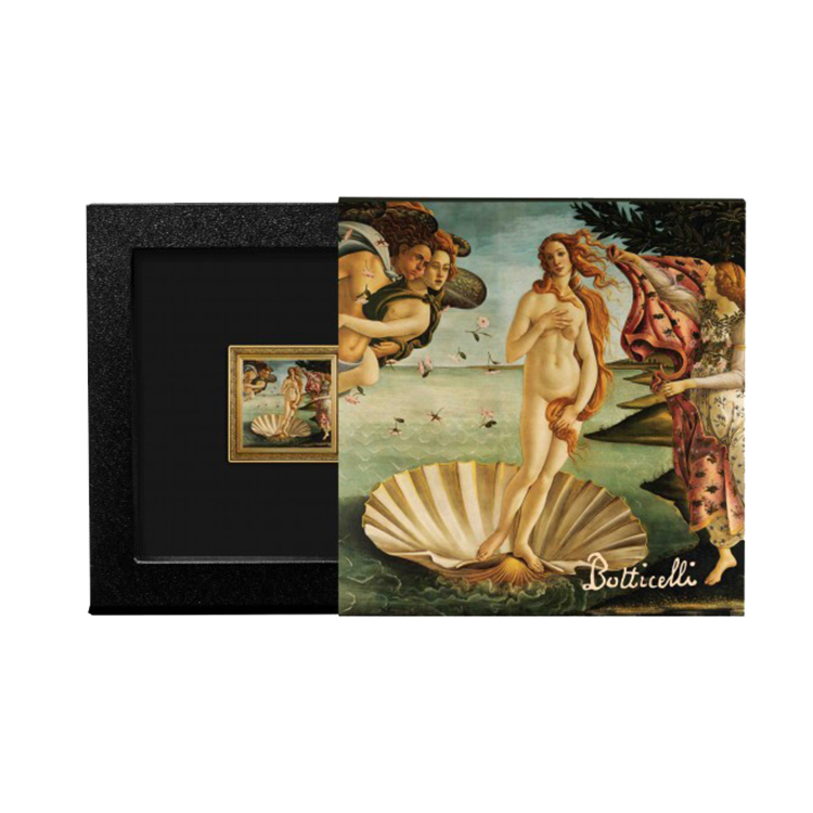 1 troy ounce zilveren munt Treasures of World Painting - The Birth of Venus 2023 verpakking