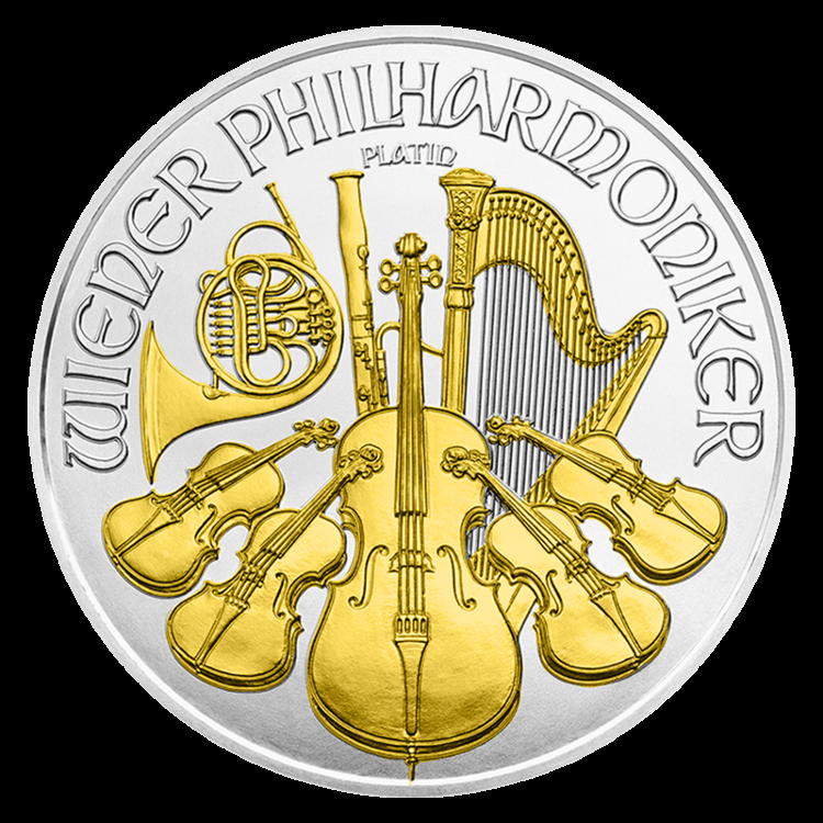 1 Troy ounce zilveren munt Philharmoniker 2016 Gold Plated