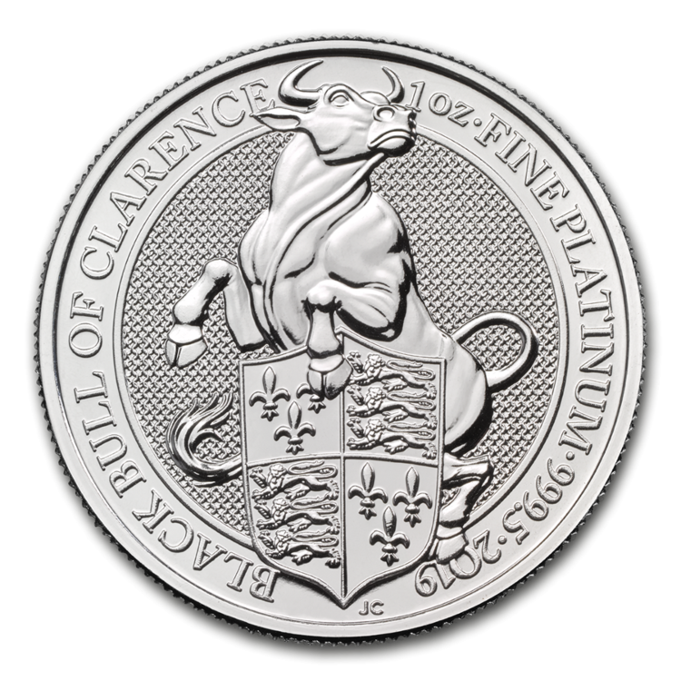 1 Troy ounce platina munt Queens Beasts Black Bull 2019