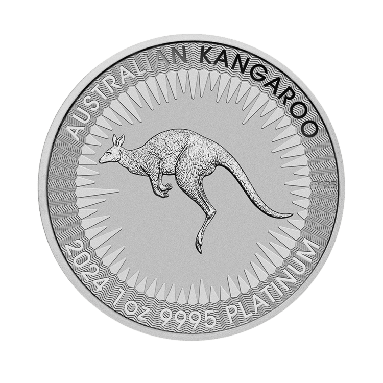 Voorkant van de 1 troy ounce platina munt Kangaroo 2024