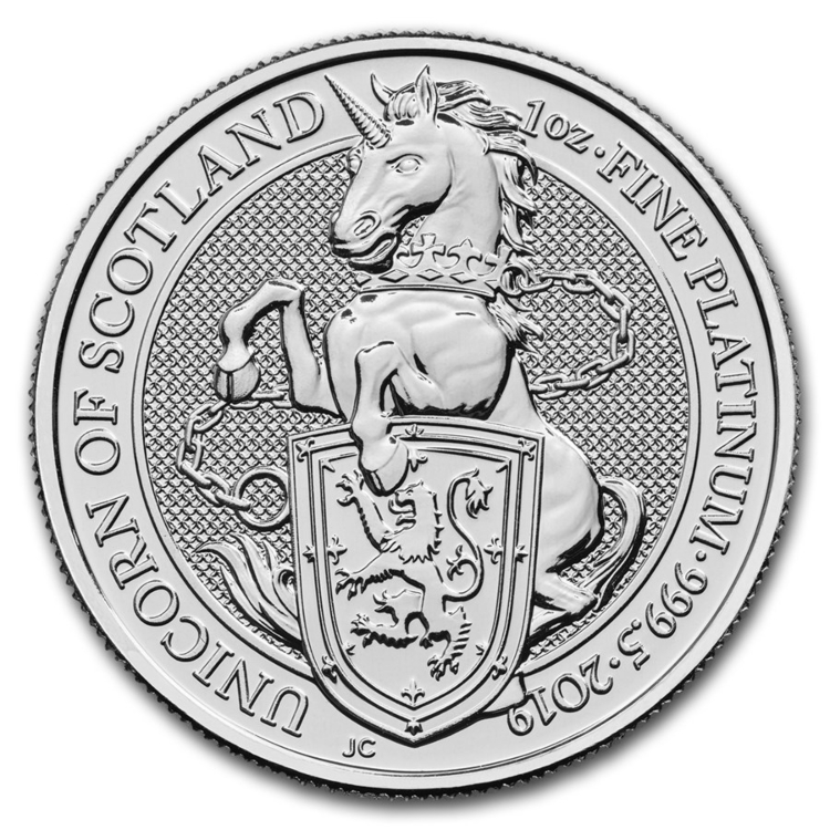 1 Troy ounce platina munt Queens Beasts Unicorn 2019