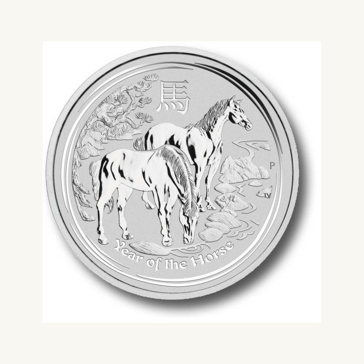 Halve troy ounce zilveren Lunar munt 2014 - jaar van het paard