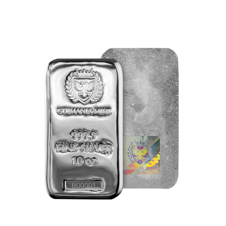 Ontwerp 10 troy ounce zilverbaar Germania Mint 