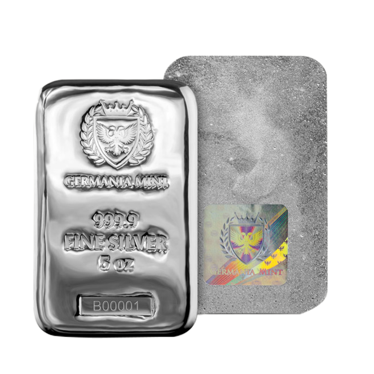 Ontwerp 5 troy ounce zilverbaar Germania Mint
