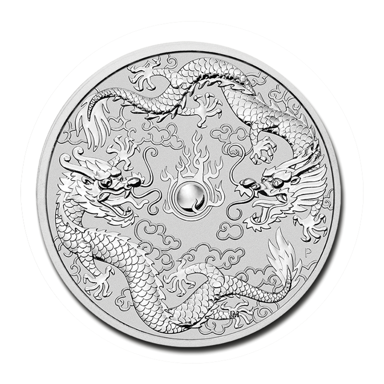 1 Troy ounce zilveren munt Dragon and Dragon 2019