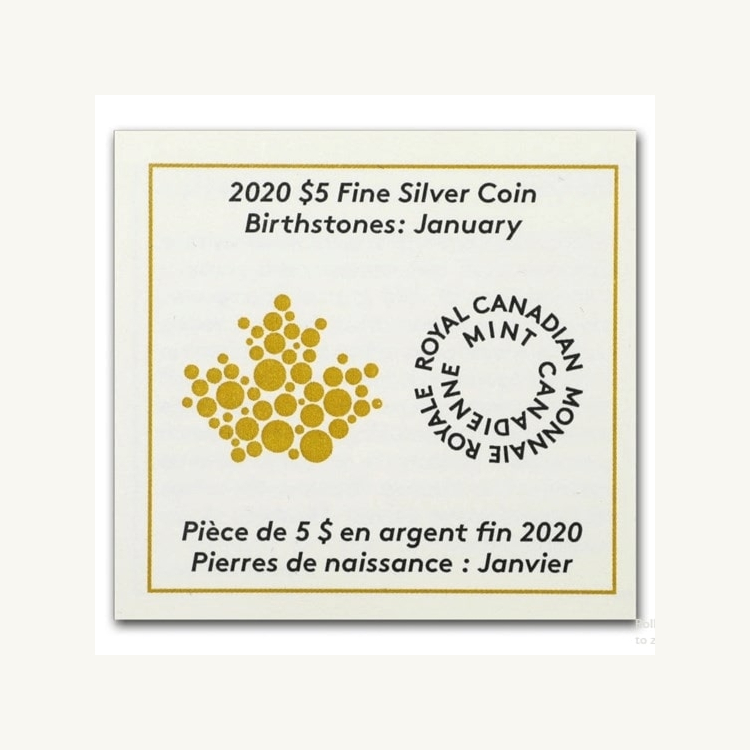 Zilveren munt Januari Birthstone Swarovski 2020