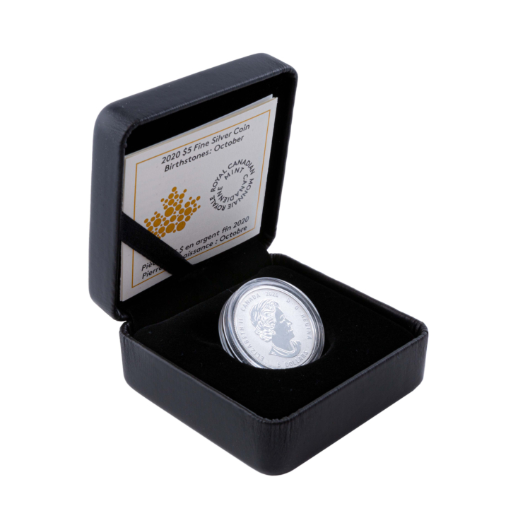 Zilveren munt oktober Birthstone Swarovski 2020