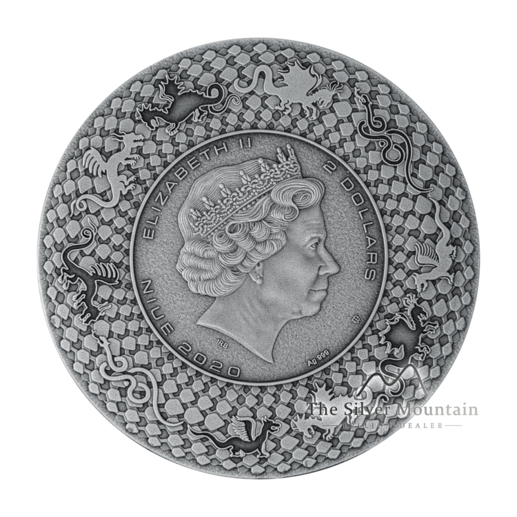 2 troy ounce zilveren munt Azteekse draak 2020