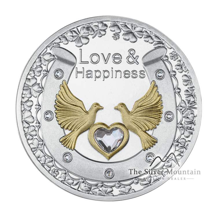 Zilveren munt Swarovski liefde en geluk 2021 Proof