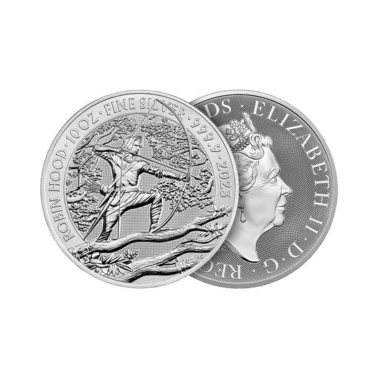 Design 10 troy ounce zilveren munt Robin Hood 2023