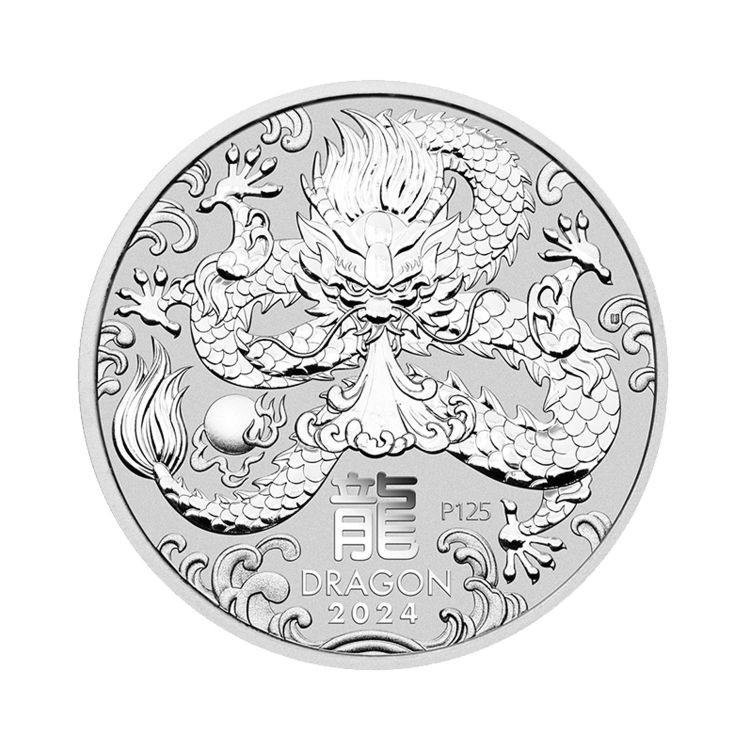 1/2 troy ounce zilveren munt Lunar 2024 voorzijde