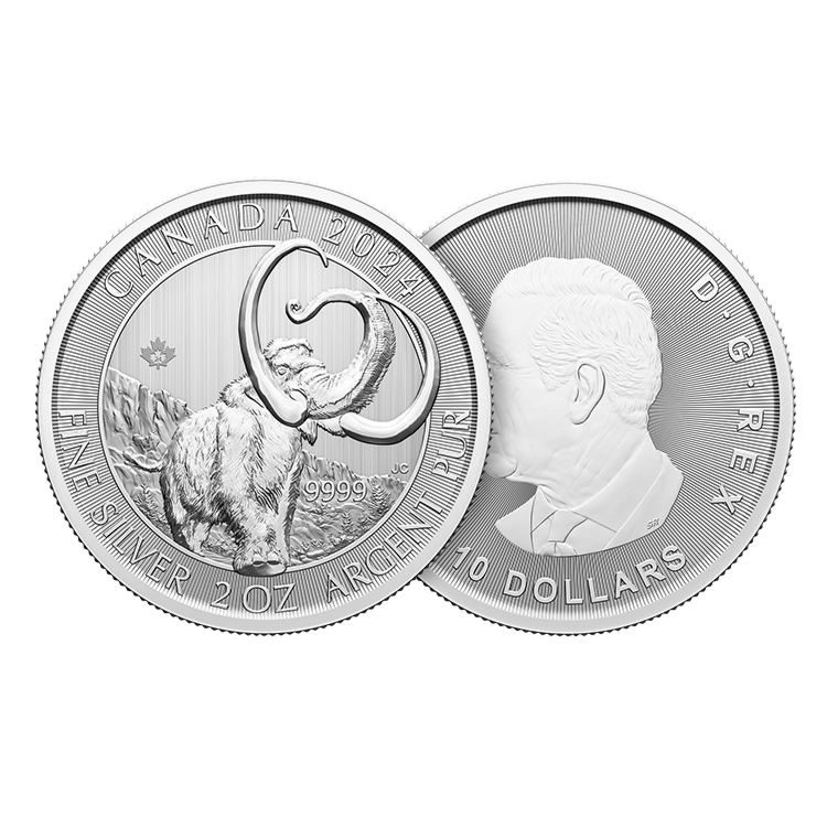 Voor- en achterkant 2 troy ounce zilveren munt Ice Age 2024