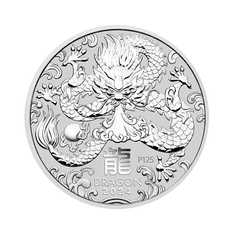 2 troy ounce zilveren Lunar munt voorzijde