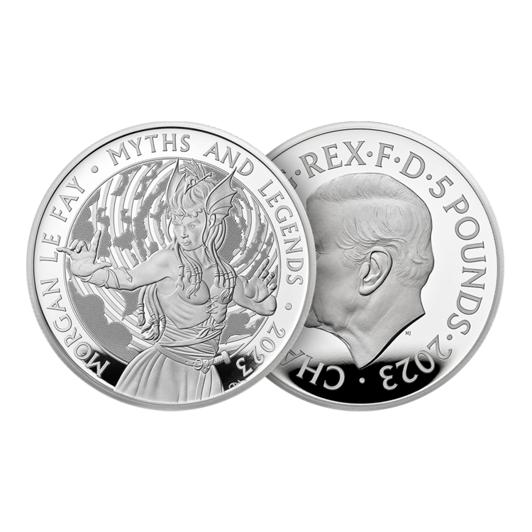 Design 2 troy ounce zilveren Morgan Le Fay proof munt