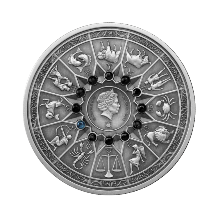 2 troy ounce zilveren munt de 12 olympiers in de dierenriem – Artemis vs Sagittarius achterkant