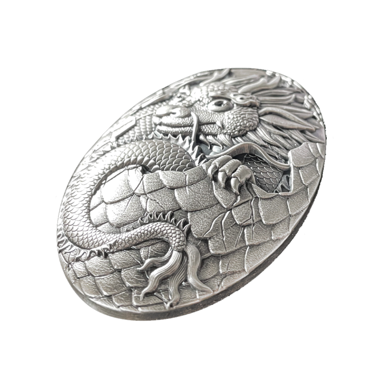 Design 5 troy ounce zilveren munt Ei van de draak 2024 