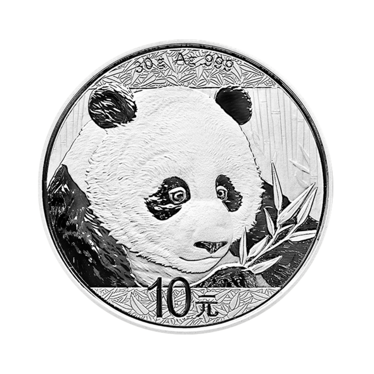 30 Gram zilveren munt Panda 2018 voorkant met een reuzenpanda