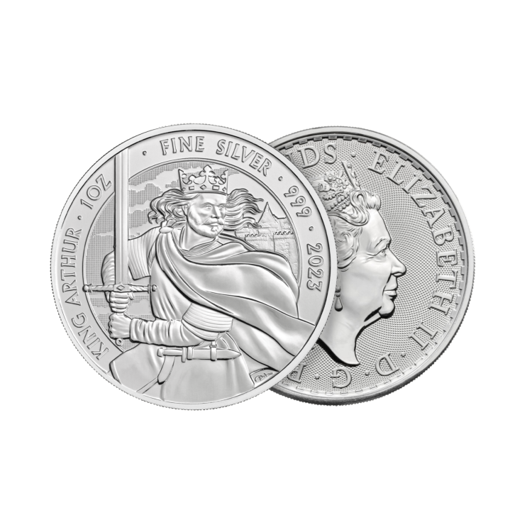 Ontwerp 1 troy ounce zilveren munt King Arthur 2023