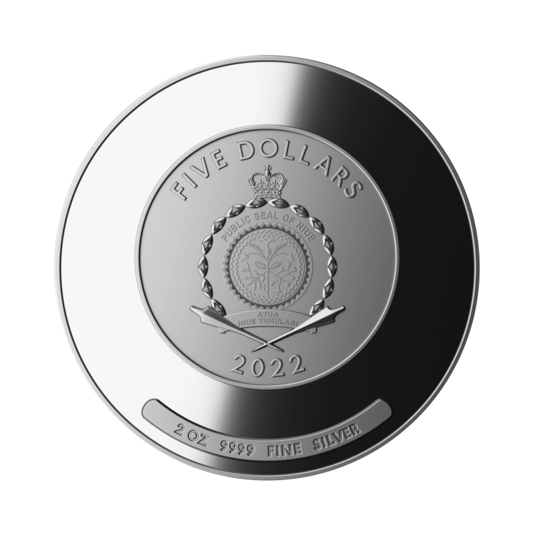 2 troy ounce zilveren munt Algoritme – Tijger 2022 proof achterkant