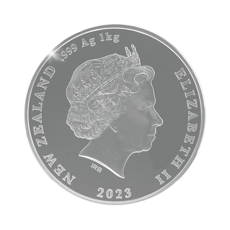 1 kilo zilveren Kiwi munt 2023 proof achterzijde