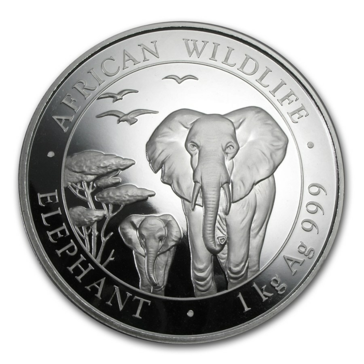 1 kilo zilveren munt Somalische Olifant
