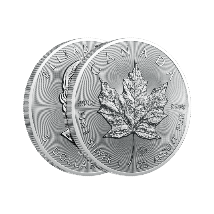 Randen zichtbaar bij de 1 troy ounce zilver Maple Leaf munt 2021