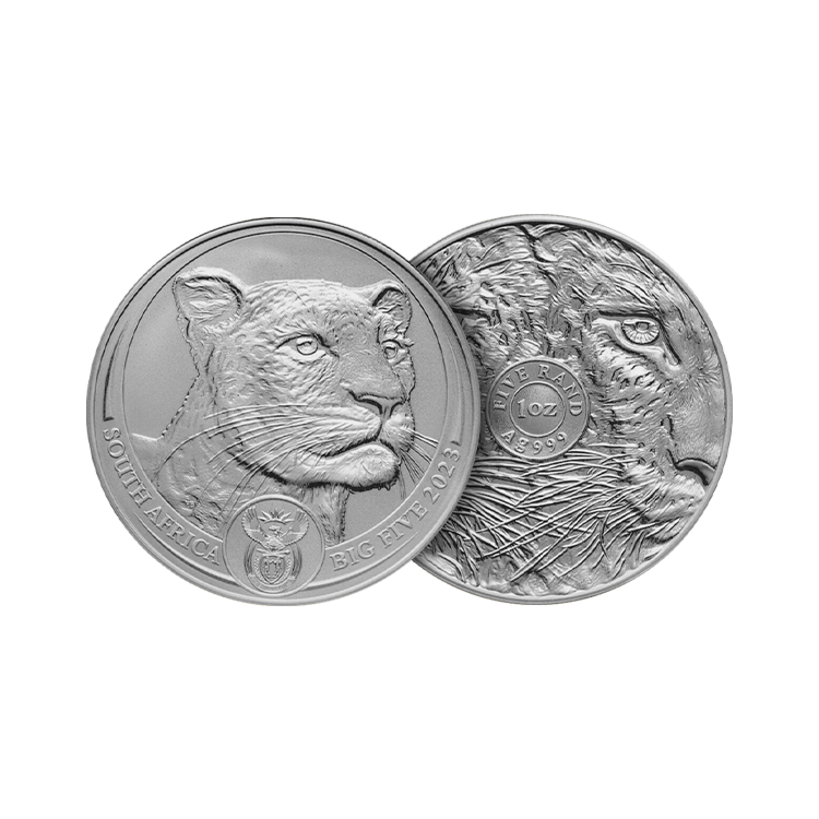 Ontwerp van de 1 troy ounce zilveren munt Big Five luipaard 2023