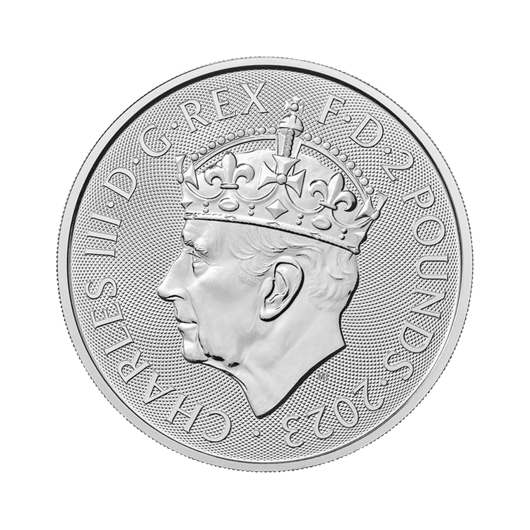 1 troy ounce zilveren Coronation Britannia munt 2023 achterzijde