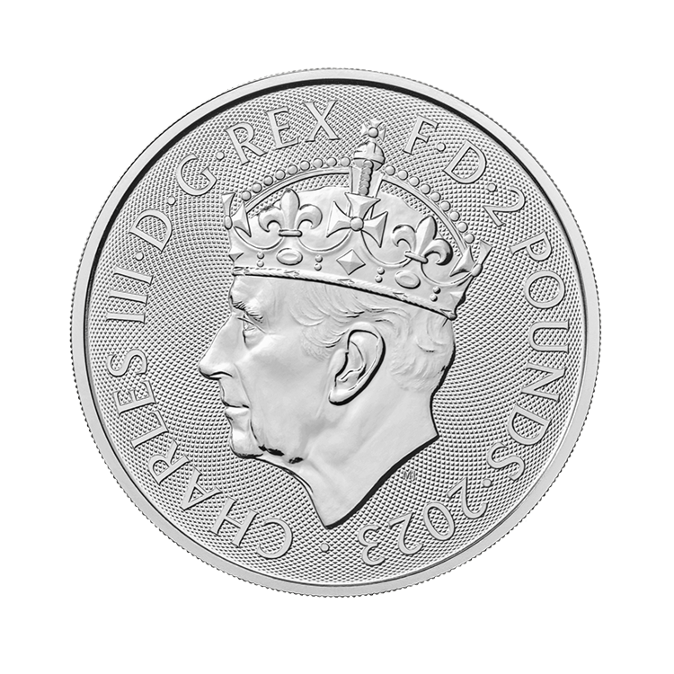 1 troy ounce zilveren Coronation King Charles III munt 2023 achterzijde