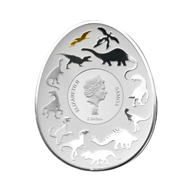 1 troy ounce zilveren munt Dinosauriërs in Azië - Dsungaripterus Weii achterkant