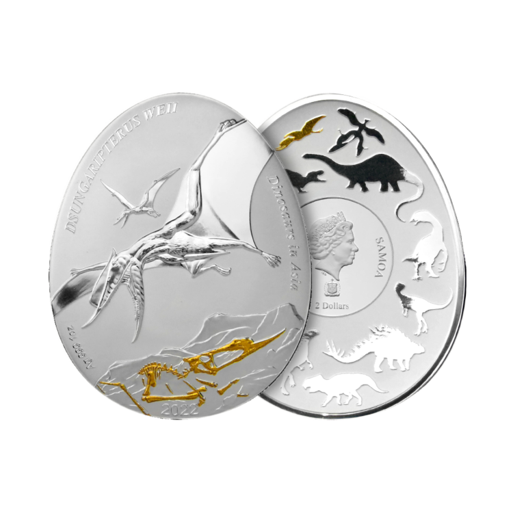 Design 1 troy ounce zilveren munt Dinosauriërs in Azië - Dsungaripterus Weii