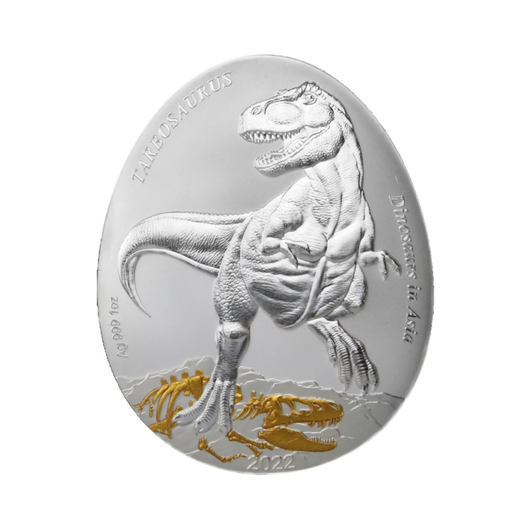 1 troy ounce zilveren munt Dinosauriërs in Azië - Tarbosaurus voorkant