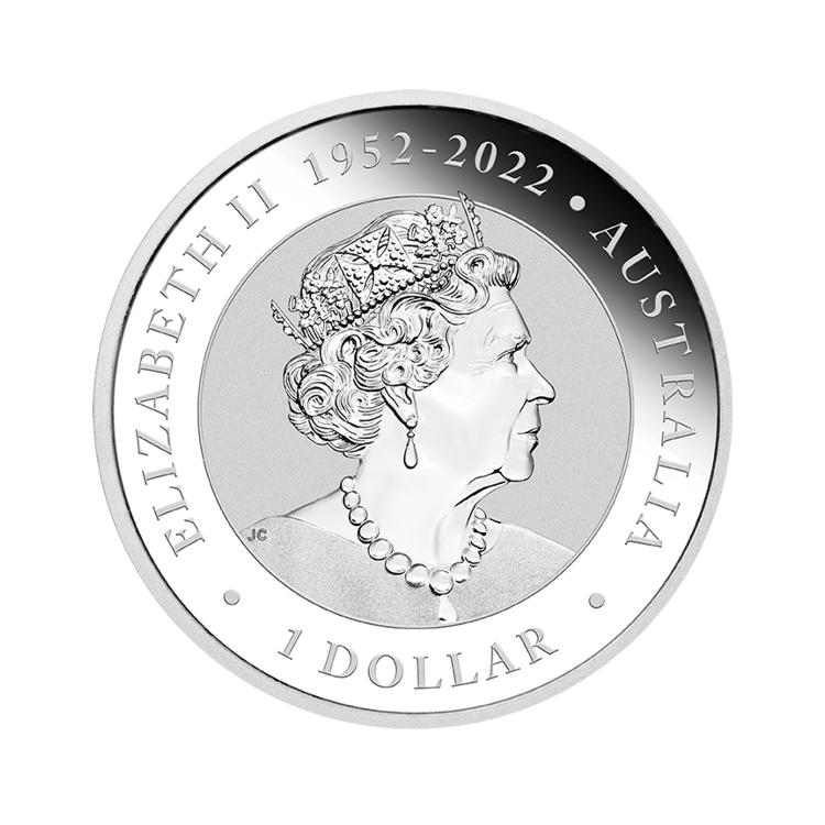 1 troy ounce zilveren Australian Emu munt achterzijde