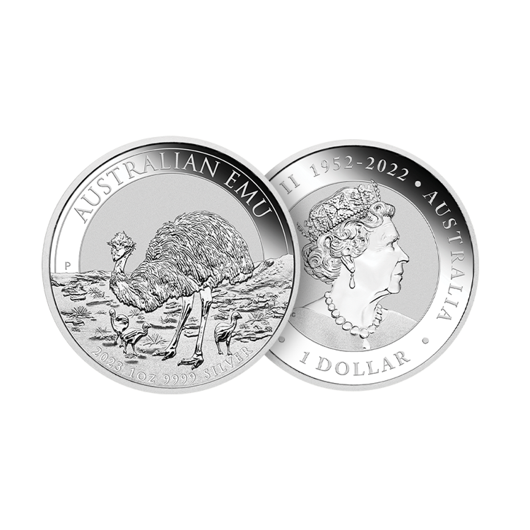 1 troy ounce zilveren Australian Emu munt 