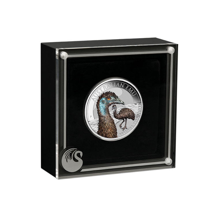 1 troy ounce zilveren Australian Emu munt gekleurd 2023