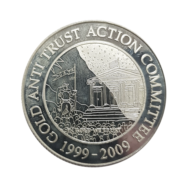 Voorzijde zilveren GATA munt