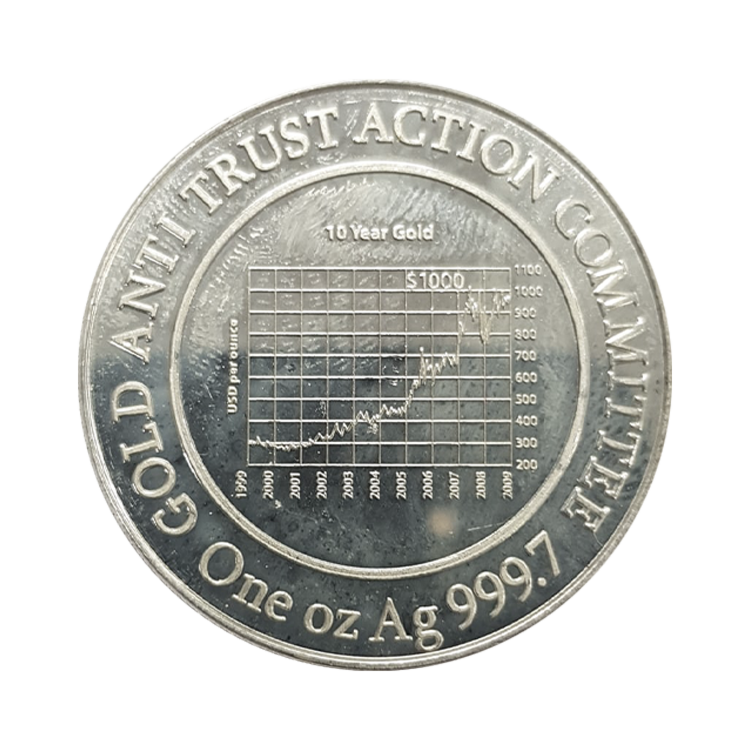 Achterzijde zilveren GATA munt