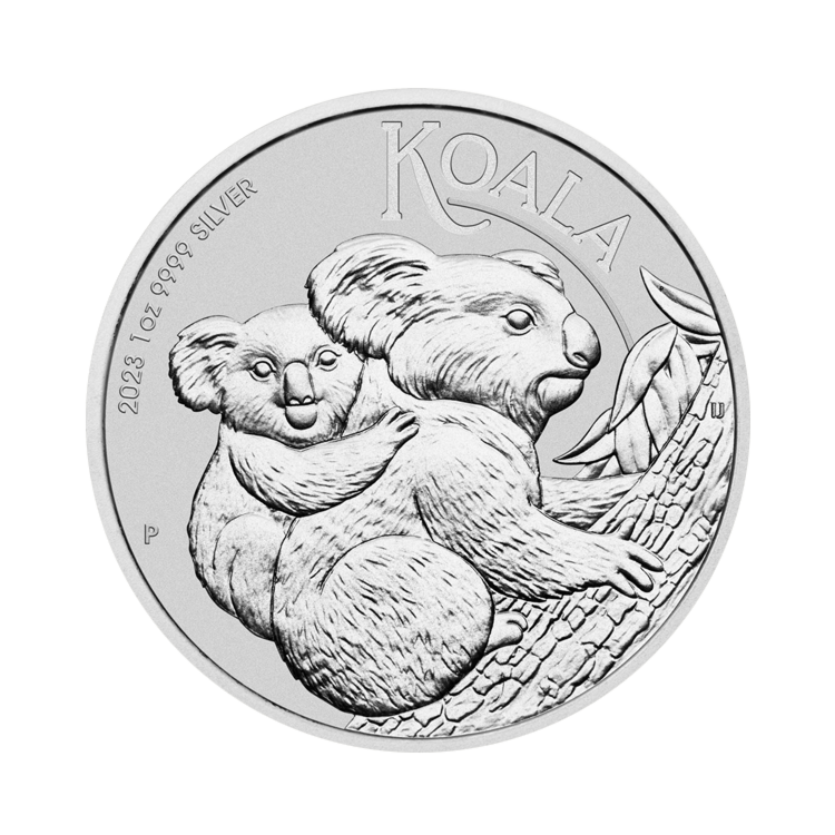 Voorkant 1 troy ounce zilveren munt Koala 2023