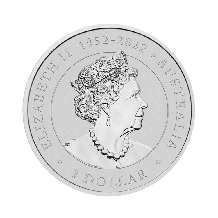 Achterkant 1 troy ounce zilveren munt Koala 2023