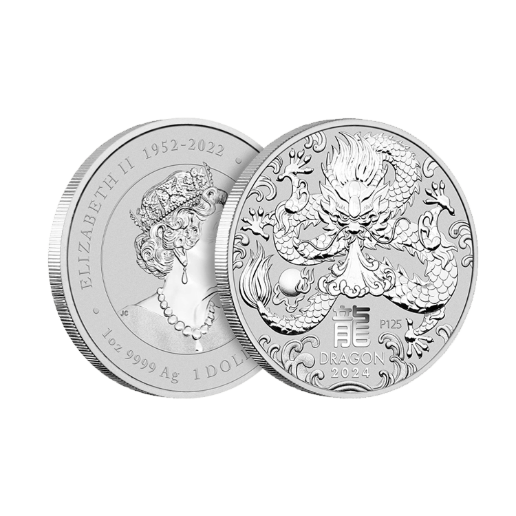 1 troy ounce zilveren Lunar munt 2024 voorzijde