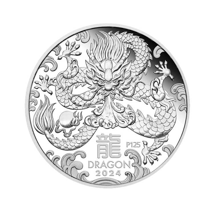 Voorzijde zilveren Lunar munt 2024 proof
