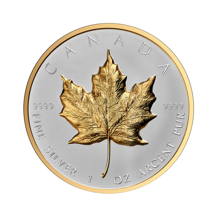 1 troy ounce zilveren Maple Leaf 2023 proof ultra high reliëf verguld voorkant