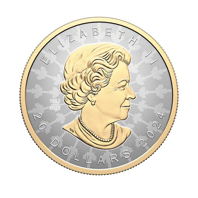 Achterkant 1 troy ounce zilveren munt Super Incuse Maple Leaf 2024
